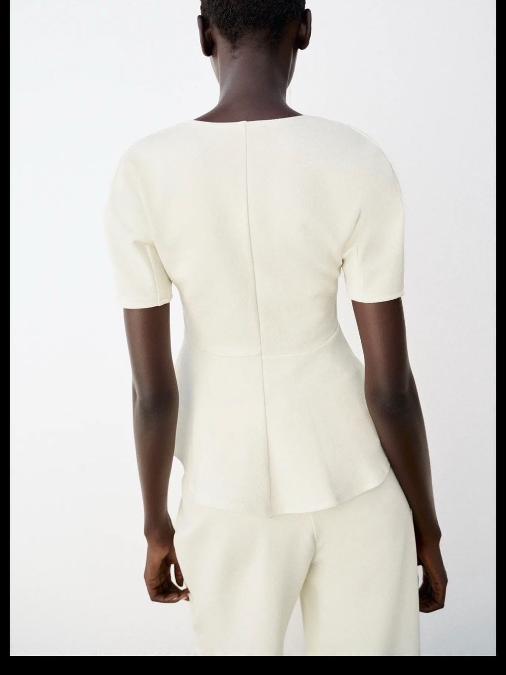 Zara Cream Wide-Leg Crop Trousers - Picture 3 of 7
